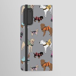 Dog Sharks (dogs in shark life-jackets) on grey Android Wallet Case
