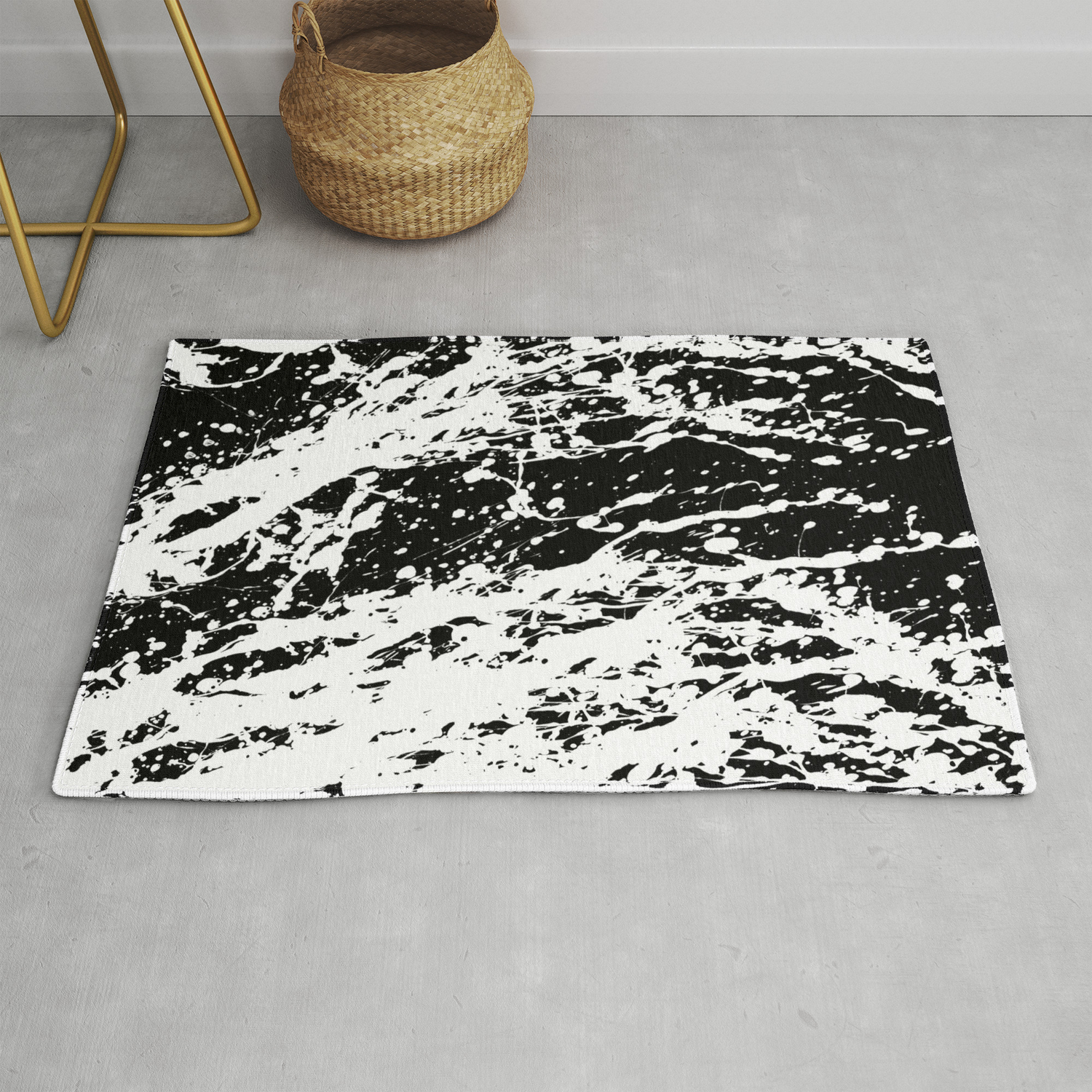 Black And White Paint Splatter Rug By Textart Society6
