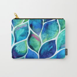 Blue-green Watercolor Leaves Carry-All Pouch