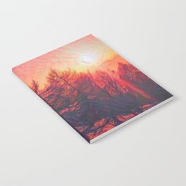 Cute canvas art print sunset mountains Notebook