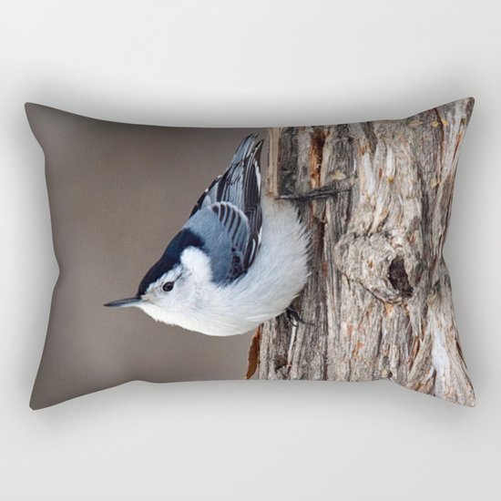 Upside Down Nuthatch Rectangular Pillow