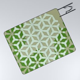 Retro Modern Color Block Greens Picnic Blanket