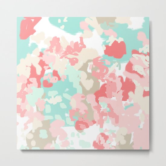 Florence - abstract trendy colors gender neutral seaside coral tropical minimal mermaids Metal Print