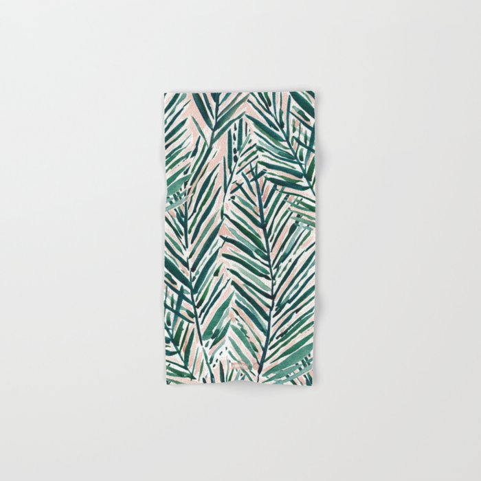 SUNSET PALMS Blush Tropical Print Hand Bath Towel by BARBARIAN