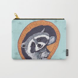 Peeking Raccoons #1 Blue Pallet - Carry-All Pouch | Panda, Raccoon, Pandas, Trash, Playful, Tree, Hole, Pee A Boo, Nature, Ink Pen 