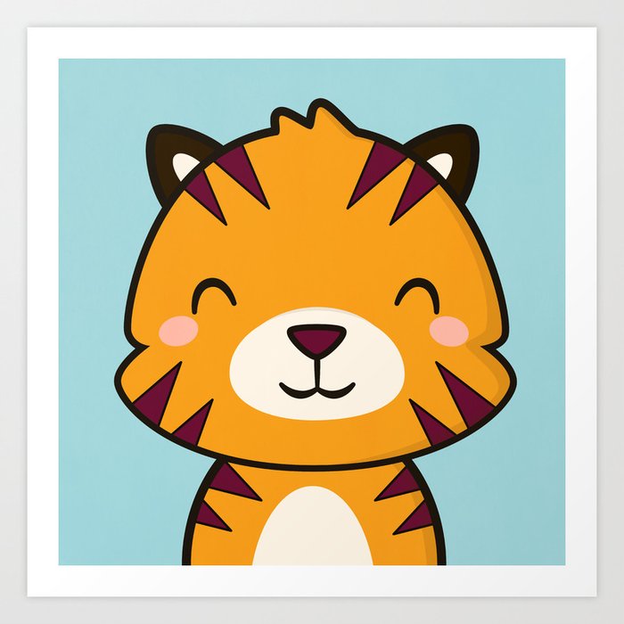 Kawaii Cute Tiger Art Print by Wordsberry Society6