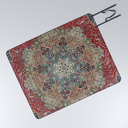 Antique Red Blue Black Persian Carpet Print Picnic Blanket