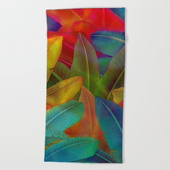 Exotic Leaf Pattern Beach Towel