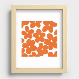 70s Flowers Pattern in Bold Orange Recessed Framed Print