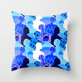 Colorful diverse people crowd abstract art seamless pattern Throw Pillow
