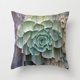 Glitched Succulent Throw Pillow