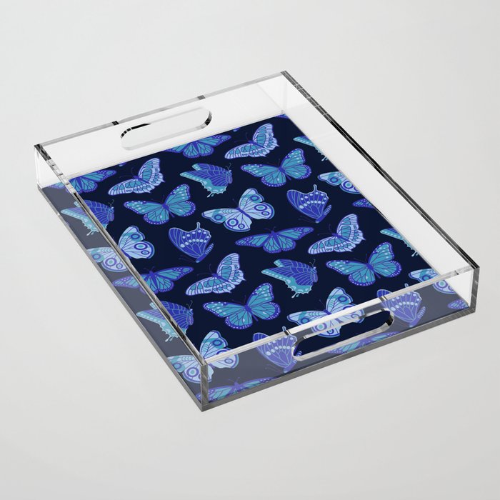 Texas Butterflies – Blue on Navy Pattern Acrylic Tray