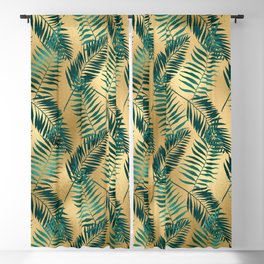 Teal and Gold Leopard Print Pattern 10 Blackout Curtain