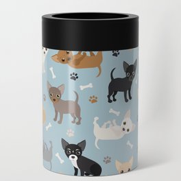 Chihuahua Dog Paws and Bones Pattern Can Cooler