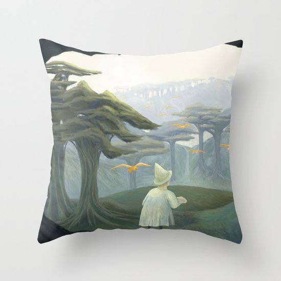 Feeding the Birds Throw Pillow