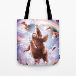 Laser Eyes Space Cat Riding Sloth, Llama - Rainbow Tote Bag