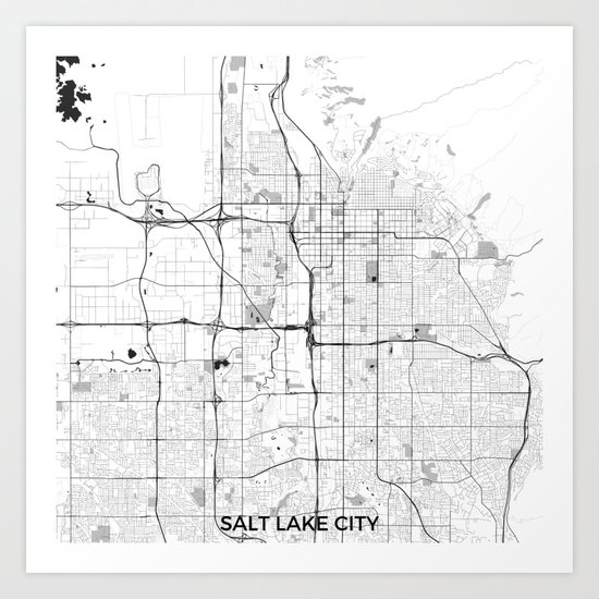 Salt Lake City Map Gray Art Print