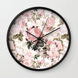 Vintage & Shabby Chic - Sepia Pink Roses  Wall Clock