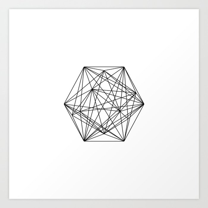 Geometric Crystal Black And White Geometric Abstract Design Art