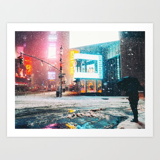 New York City Snow in Times Square Art Print