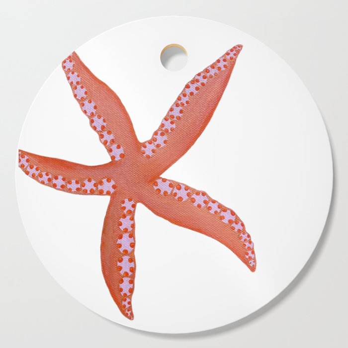 Orange Starfish ~ white background Cutting Board