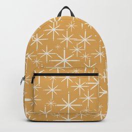 Twinkling Mid Century Modern Starburst Pattern in Muted Mustard Gold Backpack