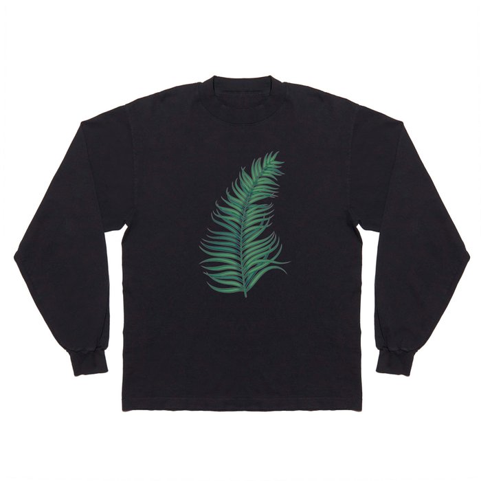 Night tropical palm leaves Long Sleeve T Shirt