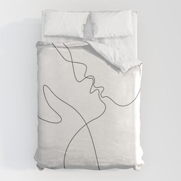 Line art drawing - minimalist kiss. Bettbezug