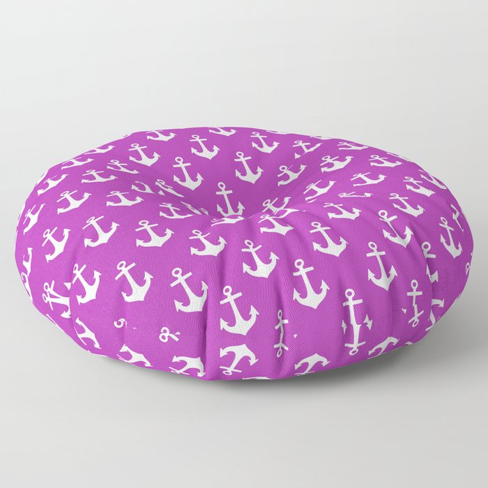 Anchors (White & Purple Pattern) Floor Pillow