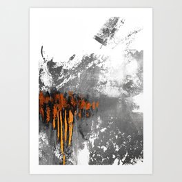 Orange gray abstract Art Print