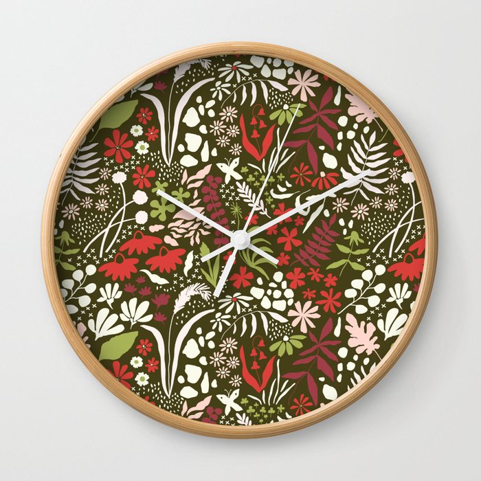 holiday floral Wall Clock