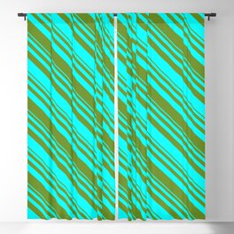 [ Thumbnail: Aqua & Green Colored Lined Pattern Blackout Curtain ]