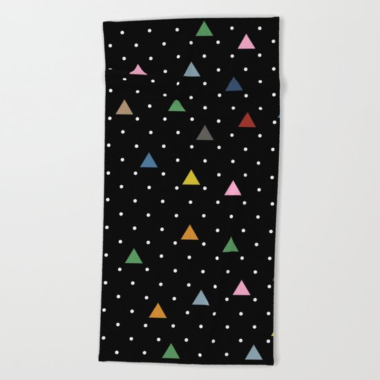 Pin Point Triangles Black Beach Towel