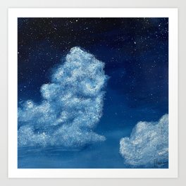 Midnight Blue Cloud Painting Art Print