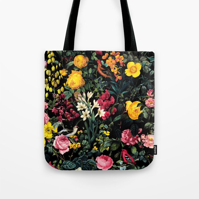 Floral and Birds Pattern Tote Bag