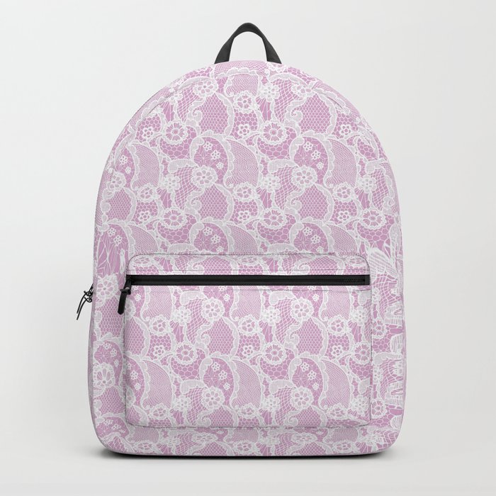 Modern White Purple Lace Collection Backpack