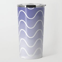 Periwinkle Blue Watercolor Ombre Striped Waves (Pantone Very Peri) Travel Mug