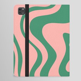 Liquid Swirl Contemporary Abstract Pattern in Blush Pink and Jade Green iPad Folio Case