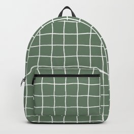 Hand Drawn Windowpane Textured Grid (white/sage green) Backpack