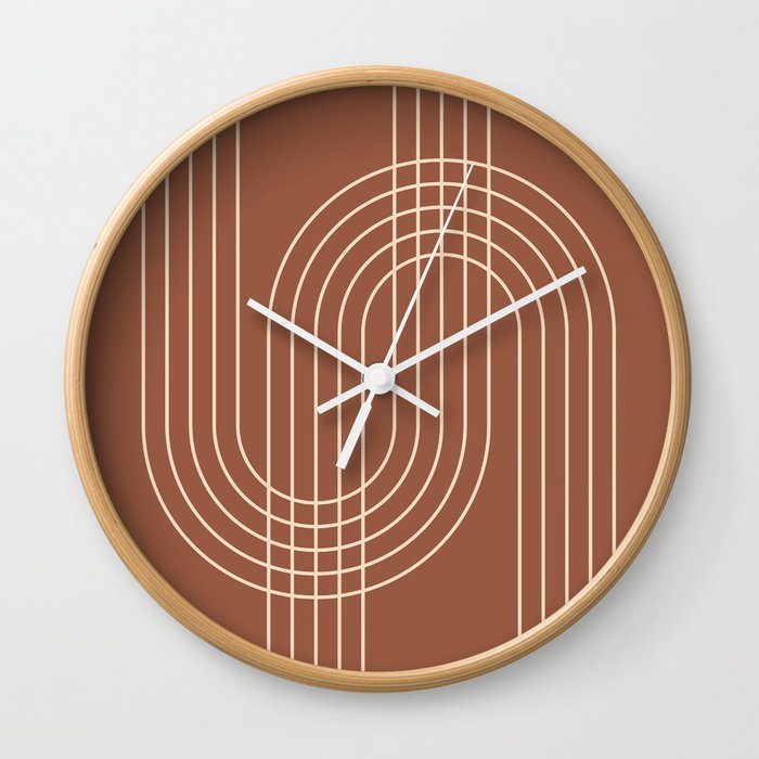 Geometric Lines in Terracotta 3 Wall Clock