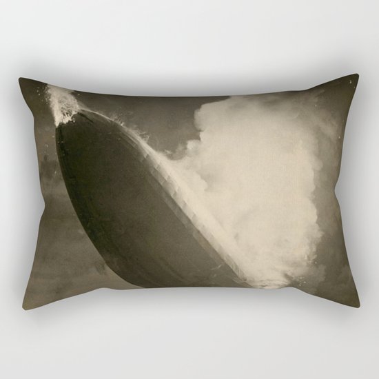 The Hindenburg hits the ground in flames in Lakehurst, N.J. Rectangular Pillow