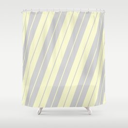 [ Thumbnail: Light Gray & Light Yellow Colored Striped/Lined Pattern Shower Curtain ]