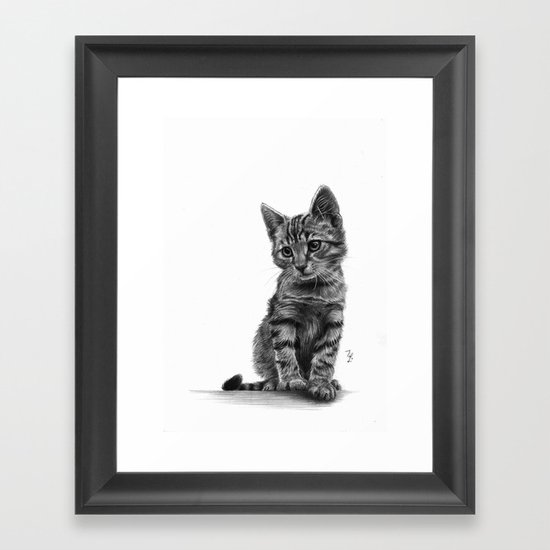 Kitty - PENCIL DRAWING Framed Art Print