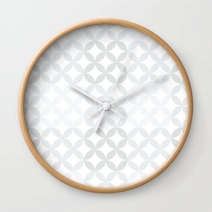Gray Four Leaf cement circle tile. Geometric circle decor pattern. Digital Illustration background Wall Clock