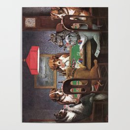 Dogs Playing Poker A Friend in Need Painting Poster