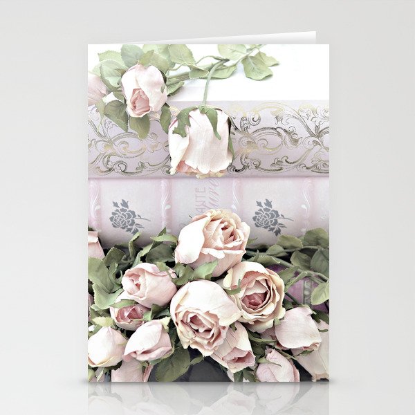 Shabby Chic Dreamy Pink Roses Cottage Floral Decor Stationery Cards