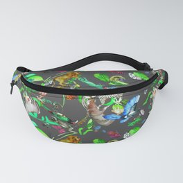 animals and plants with gray background Fanny Pack