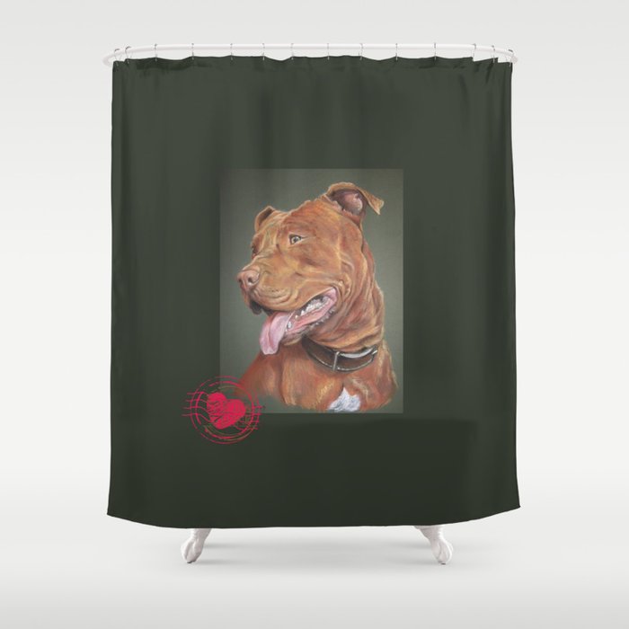 True Love - Red Nose Pitbull Terrier Shower Curtain