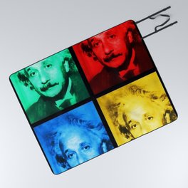 Albert Einstein  E = mc2 genius quantum mechanics visual colorful pop art portrait painting  Picnic Blanket