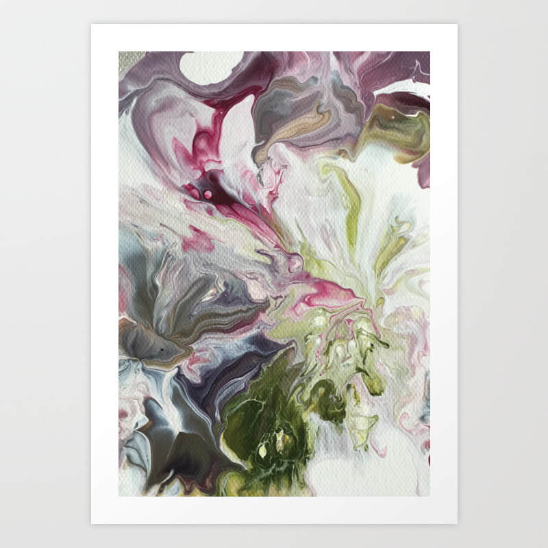 Abstract Painting Fluid Art Floral Spring Colors Acrylic On Canvas